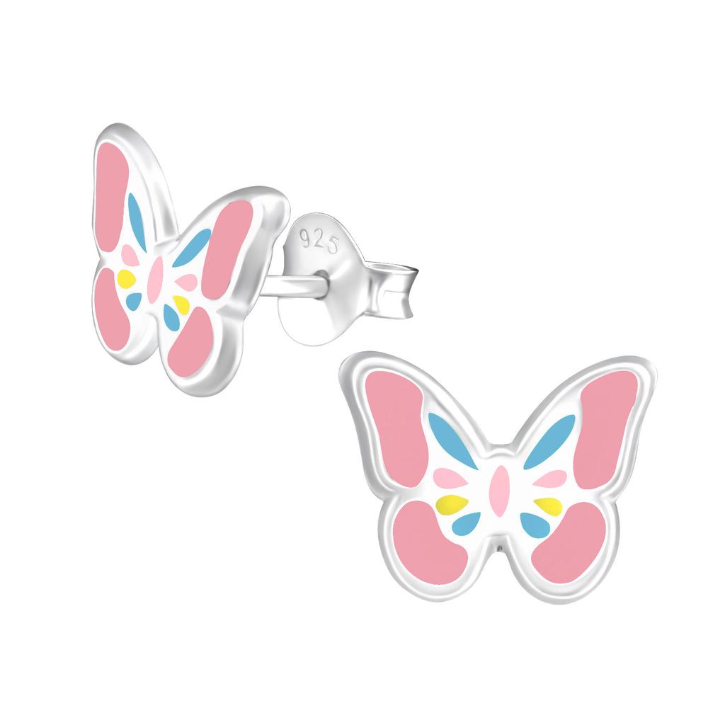 Sterling Silver Pastel Butterfly cuteStud Earrings