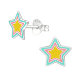 Sterling Silver Rainbow Star cute Stud Earrings