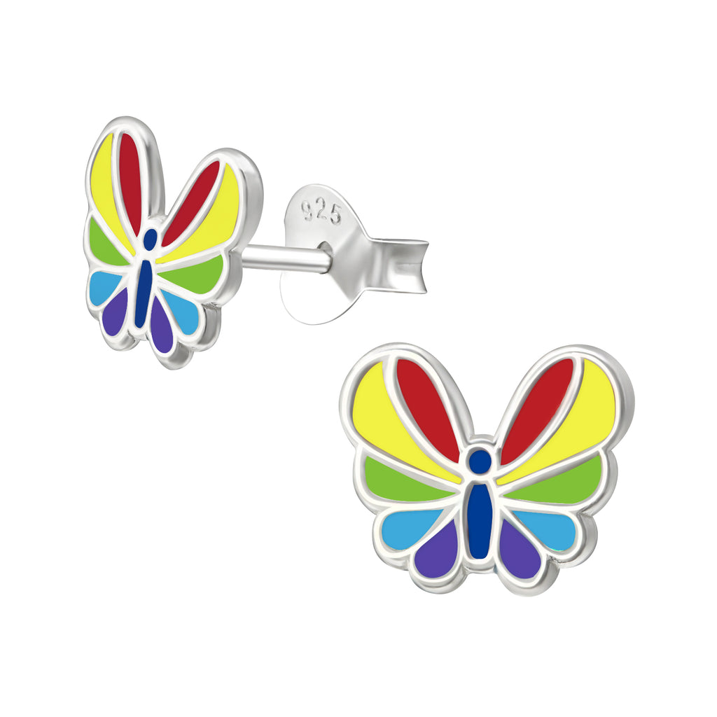 Sterling Silver Rainbow Butterfly cuteStud Earrings