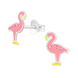 Sterling Silver Pink Flamingo cuteStud Earrings