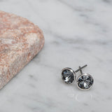 Silvertone   Silvernight Round Stud Earrings with Swarovski Crystals