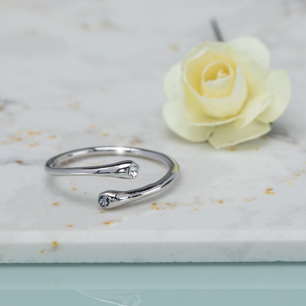 Clear   Silvernight Swarovski Crystal Bypass Ring
