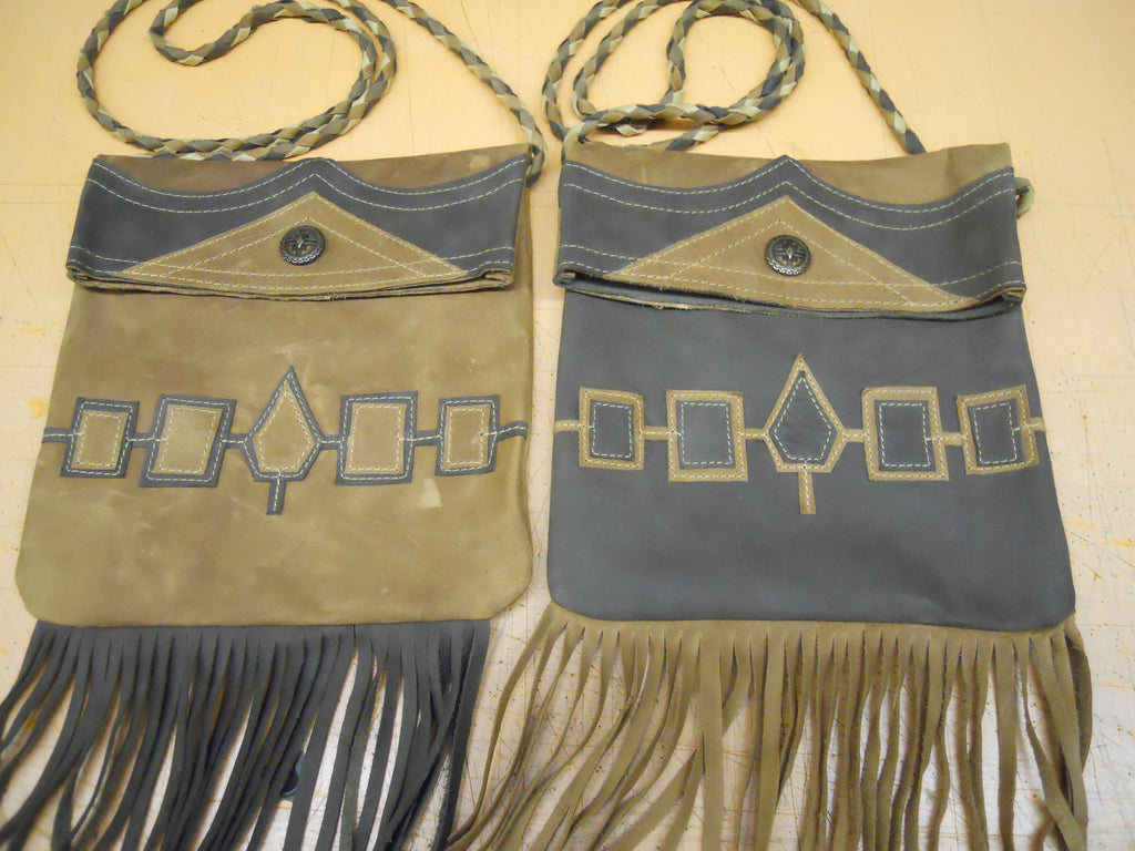 Petit sac Wampum en cuir brun - Omkikou