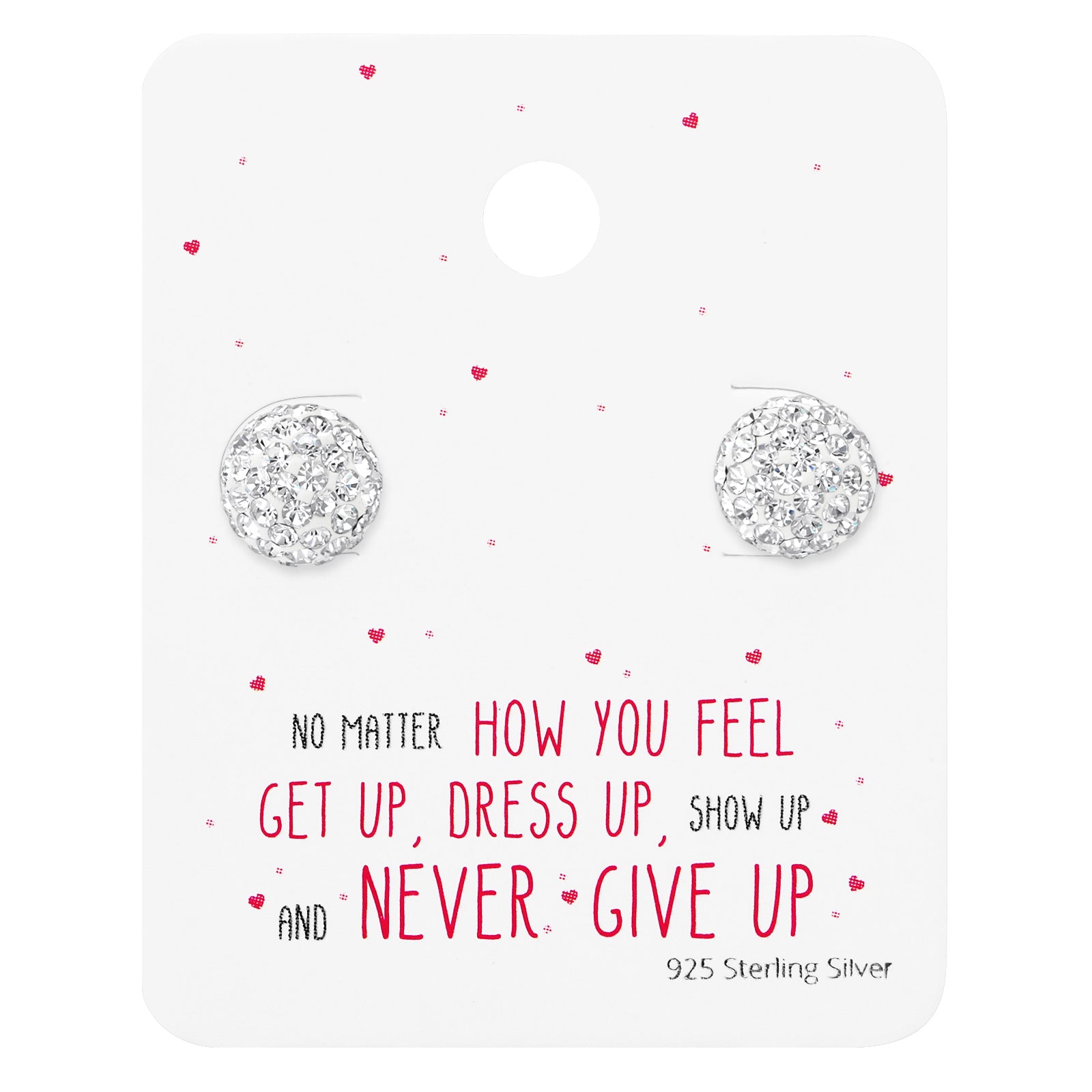 Sterling Silver   Clear CZ Pave Circular Stud Earrings