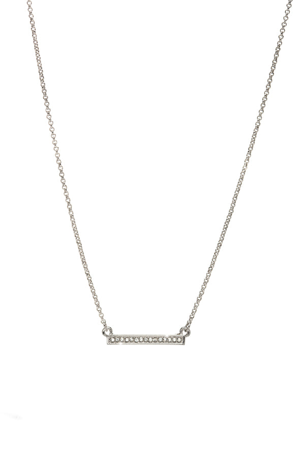 Clear Swarovski Crystal Dainty Bar Pendant Necklace