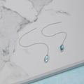 Sterling Silver   Aqua CZ Marquis Threader Earrings