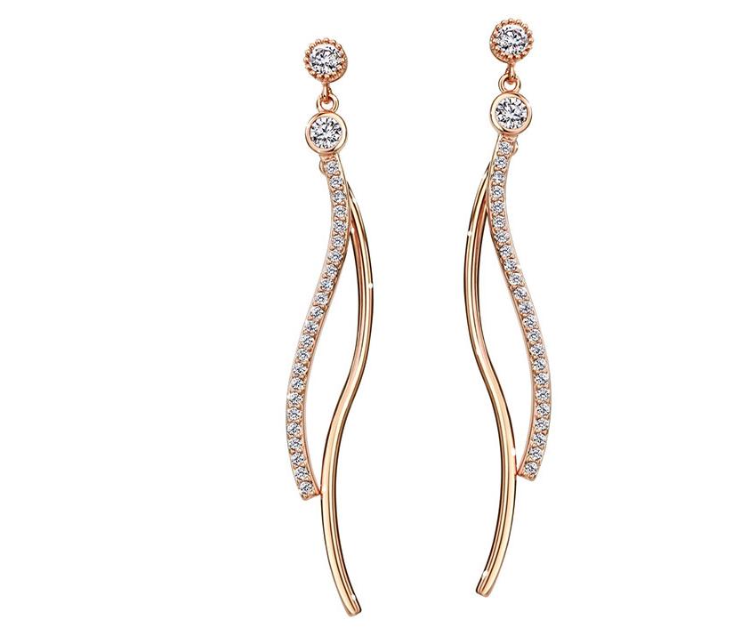 Rose Goldtone   Swarovski Crystal Curved Earrings