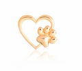 Goldtone Heart & Paw Print Brooch