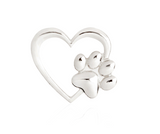 Silvertone Heart & Paw Print Brooch