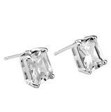 Sterling Silver Filled Cubic Zirconia Square Stud Earrings