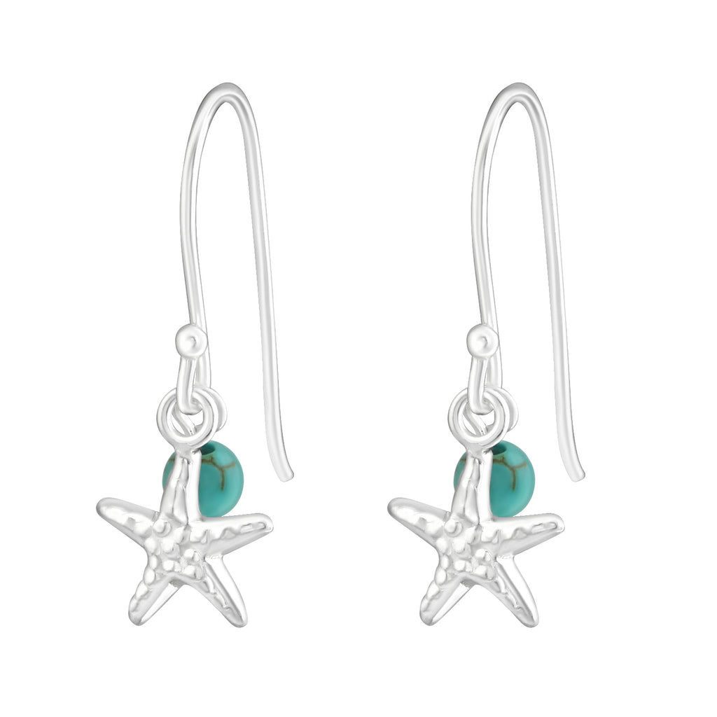 Sterling Silver Starfish   Imitation Turquoise Earrings