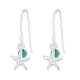 Sterling Silver Starfish   Imitation Turquoise Earrings