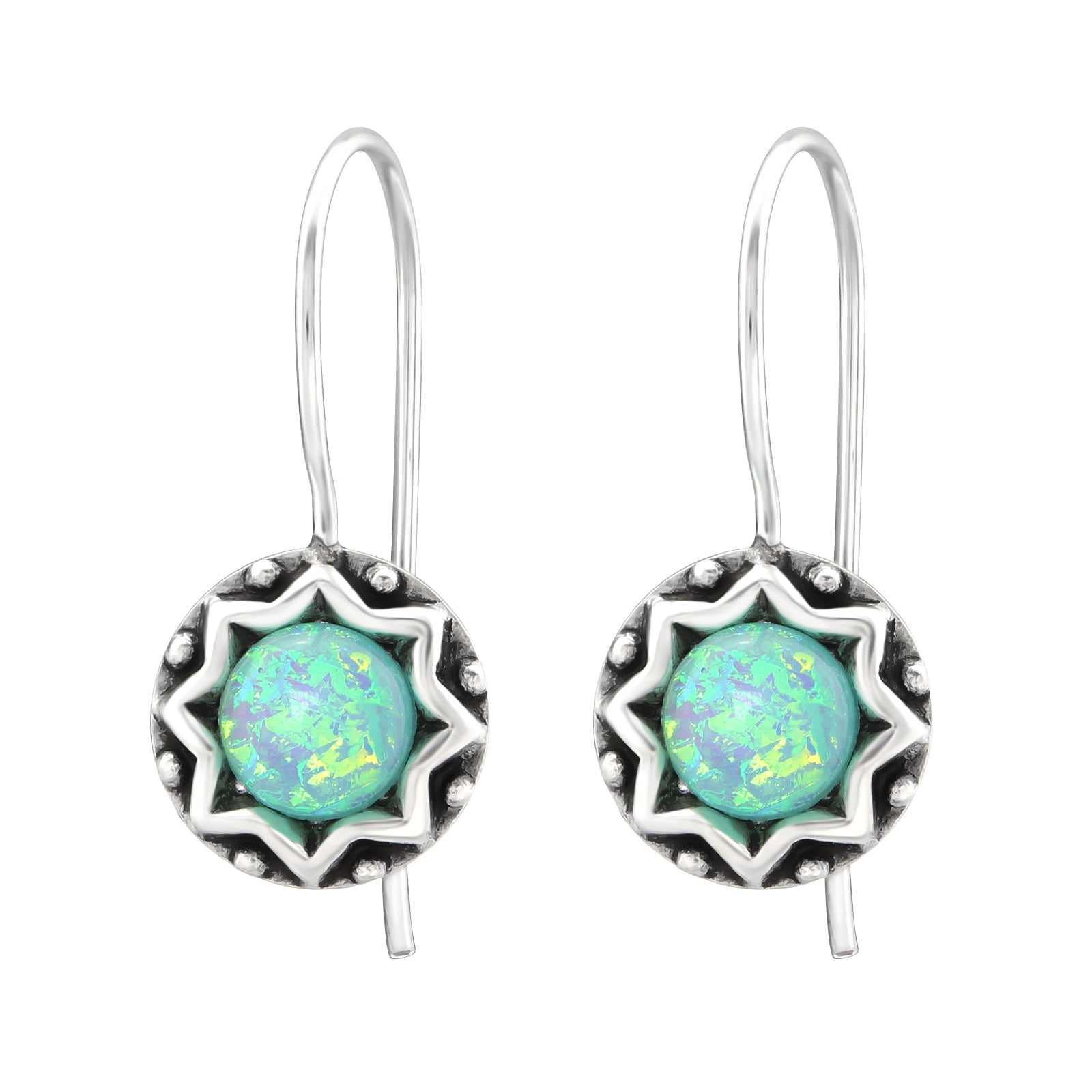 Sterling Silver   Mint Green Opal Drop Earrings