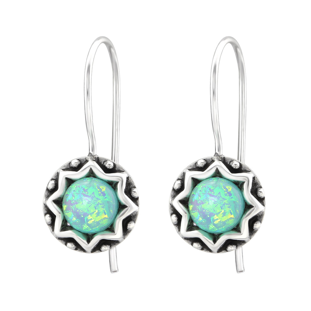Sterling Silver   Mint Green Opal Drop Earrings
