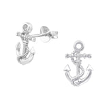 Sterling Silver Roped Anchor Stud Earrings