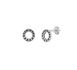 Sterling Silver Oxidized Moon Phases Circular Stud Earrings