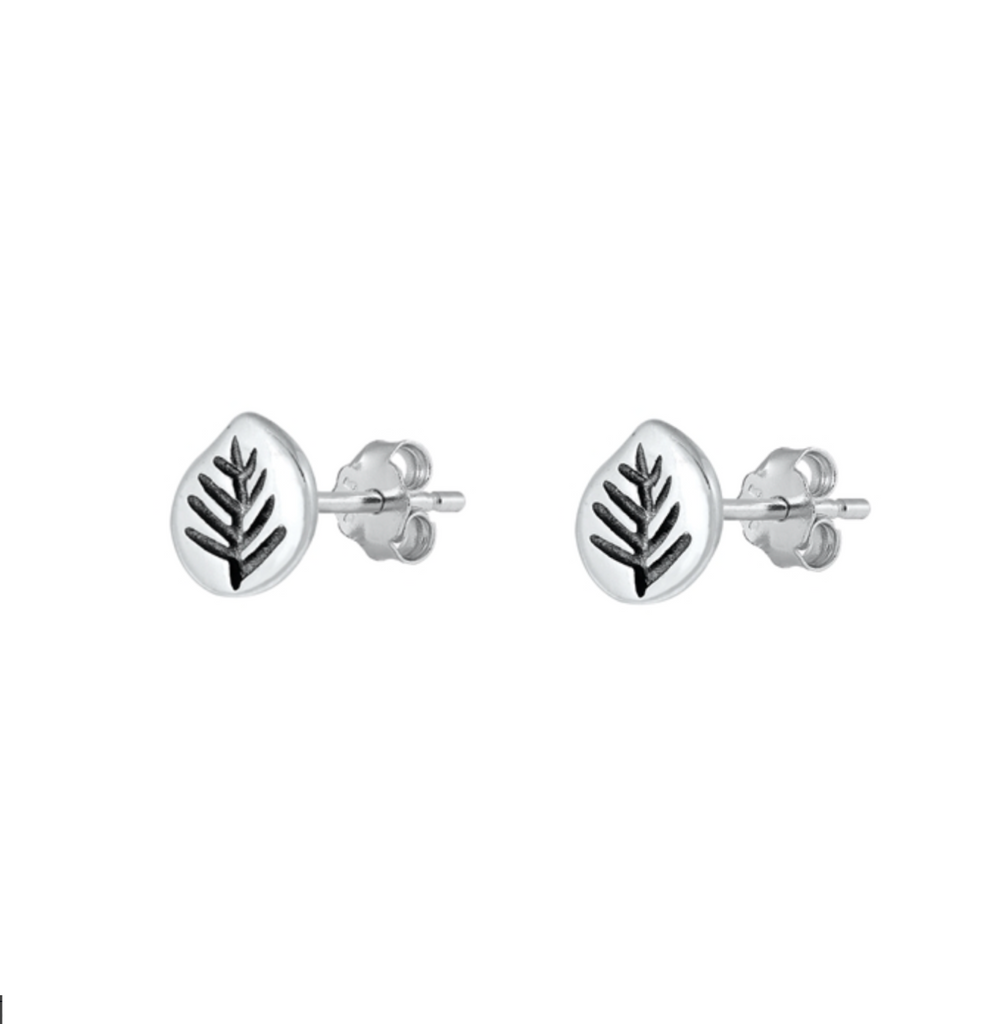 Sterling Silver Dainty Leaf Stud Earrings