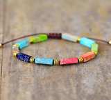 Handmade Adjustable Multi Colored Thin Howlite Gemstone Bracelet