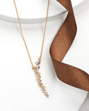 Goldtone & Aurora Borealis Crystal Clustered Drop Pendant Necklace