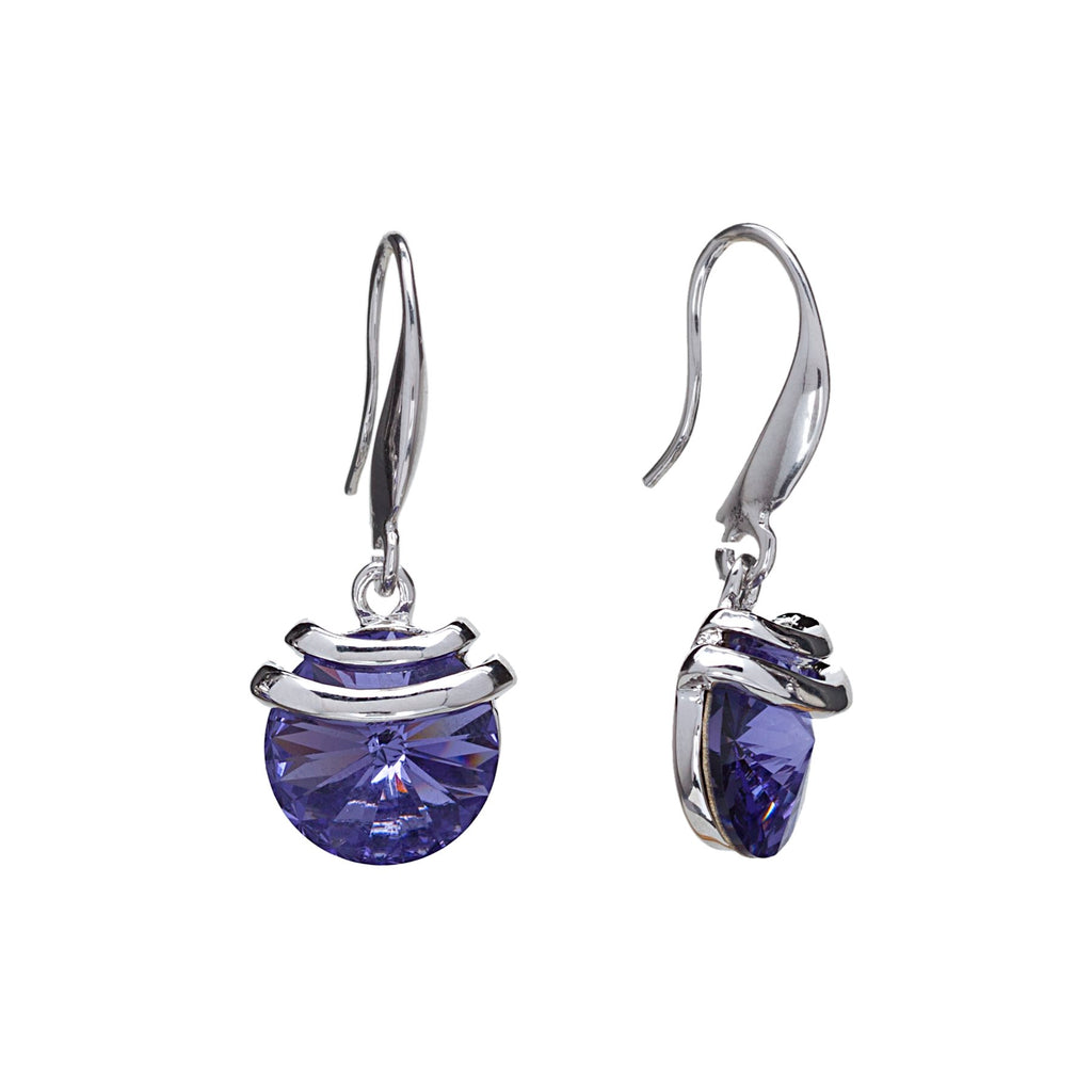 Silvertone   Tanzanite Swarovski Crystal Springdrop Earrings
