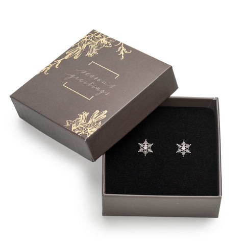 Holiday Gift Box with Snowflake Swarovksi Crystal Stud Earrings