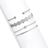 Silvertone & Clear Minimalist Swarovksi Crystal Bracelet Set