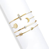 Goldtone & Clear Arrow and Bar  Crystal Bracelet Set