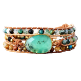 Green Lava Bead Gemstone Wrap Bracelet