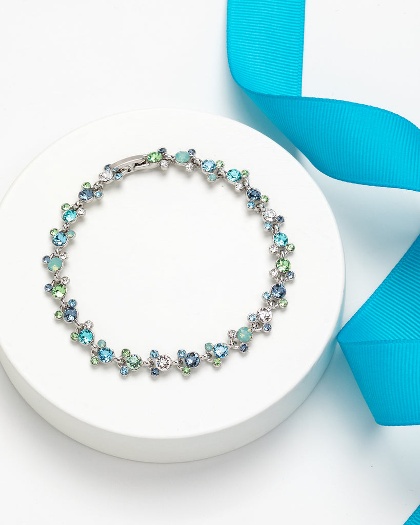 Blue & Green Dainty Crystal Clustered Bracelet