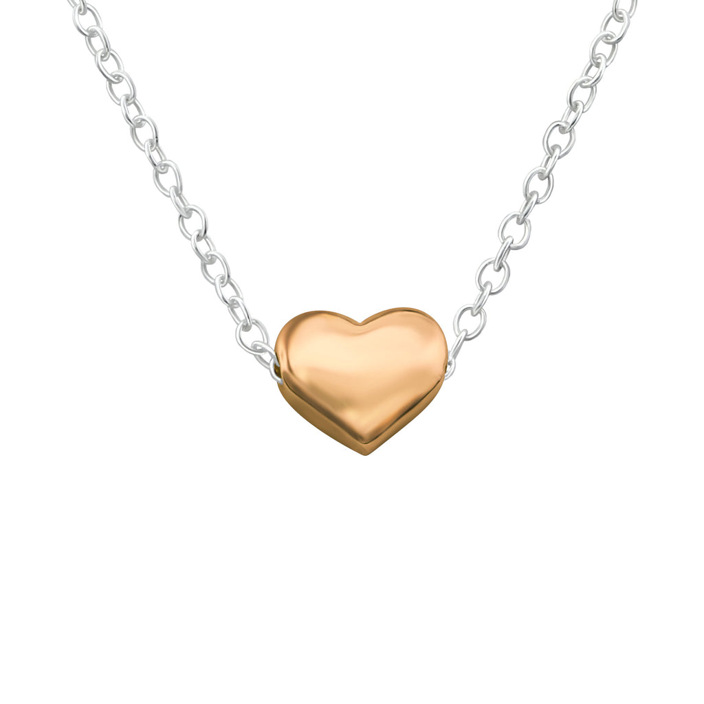 Sterling Silver dainty rose gold heart Pendant Necklace