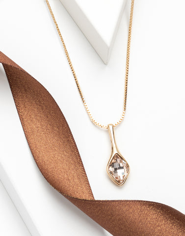 Goldtone & Silk Crystal Lemon Pendant Necklace