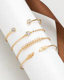 Goldtone   Clear Bracelet Set with Feather and Swarovski Crystals