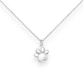 Sterling Silver Pet paw Pendant necklace with CZ accent