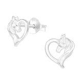 Sterling Silver Horse heart stud earrings