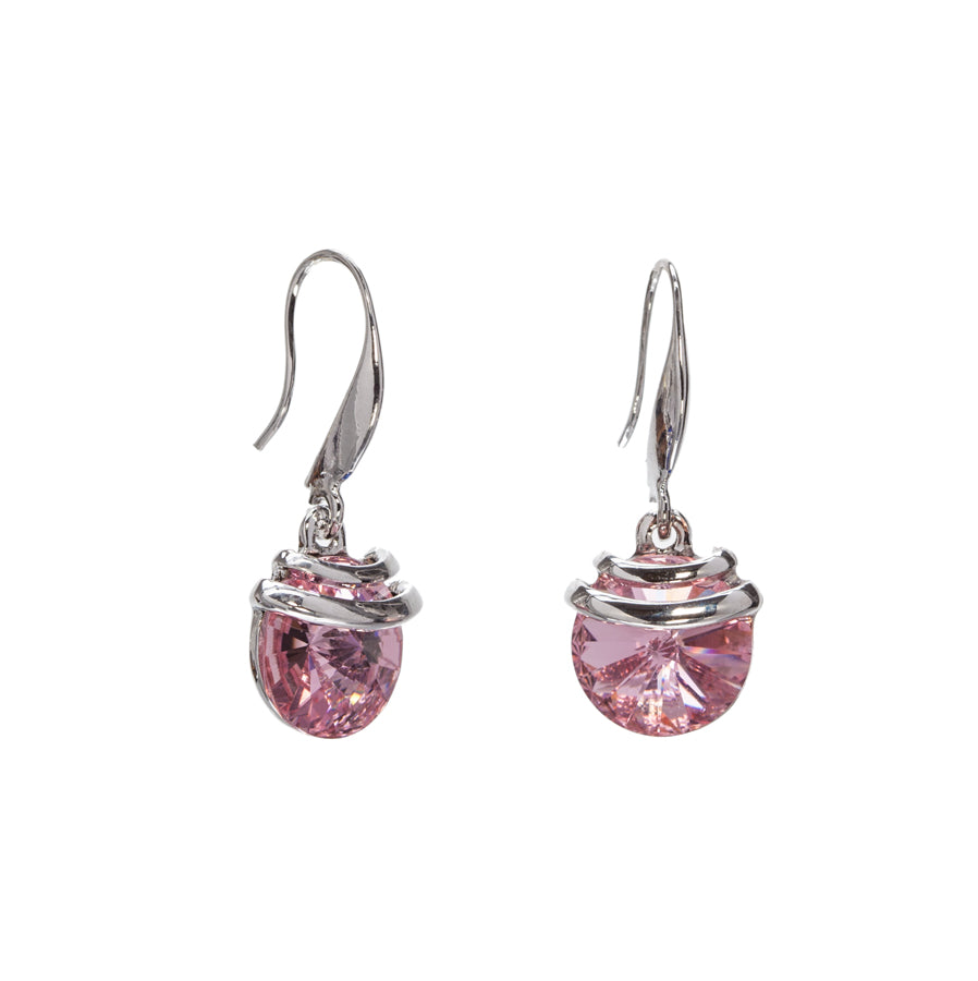 Light Rose Spring Drop Earring with Swarovski Crystals