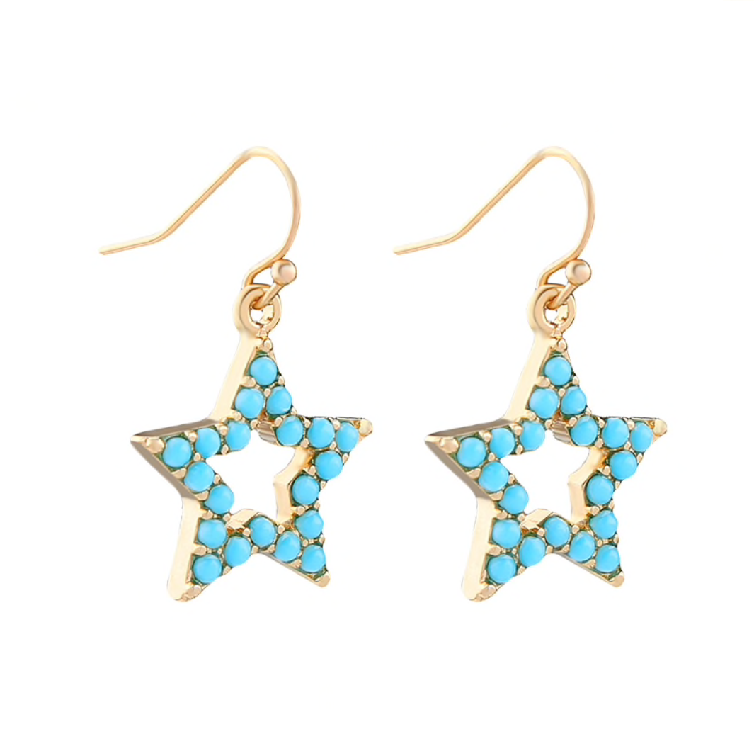 Delicate turquoise star earrings - Don't Ask