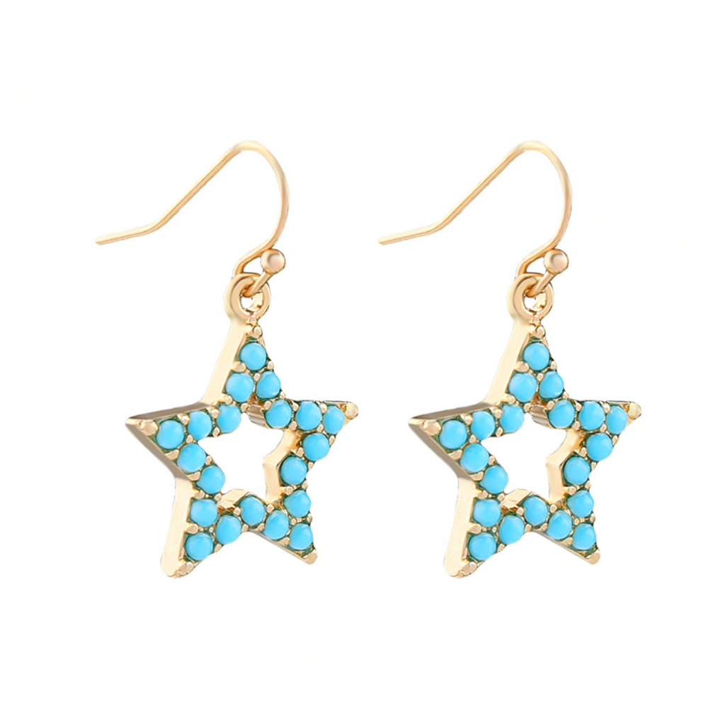 Delicate turquoise star earrings - Don't AsK