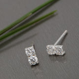 Sterling Silver Dual Circular Crystal Stud Earrings
