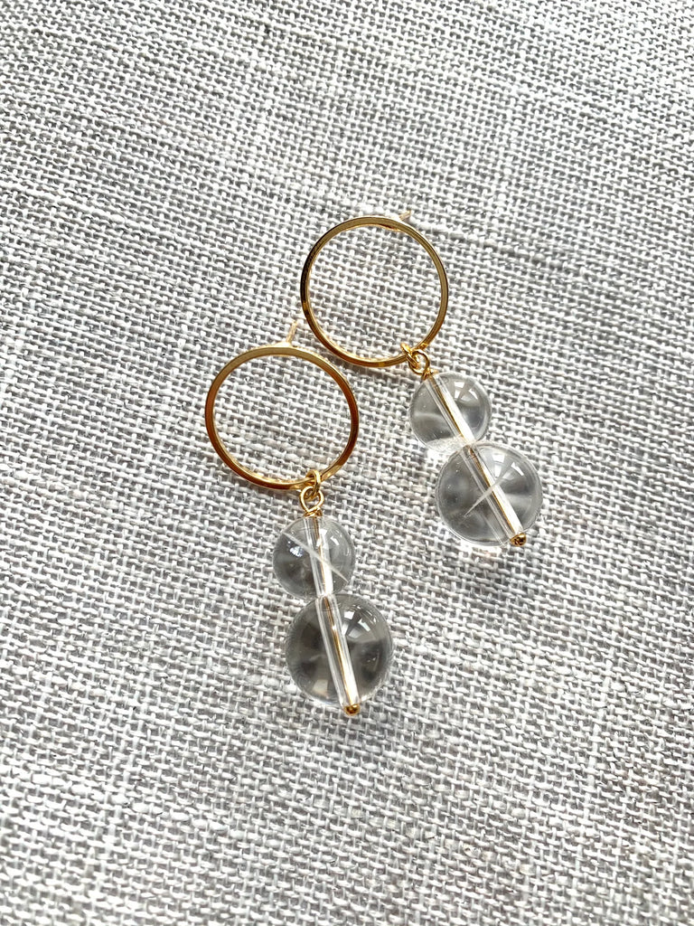 BOUCLES D'OREILLES BOULE DE CRISTAL QUARTZ