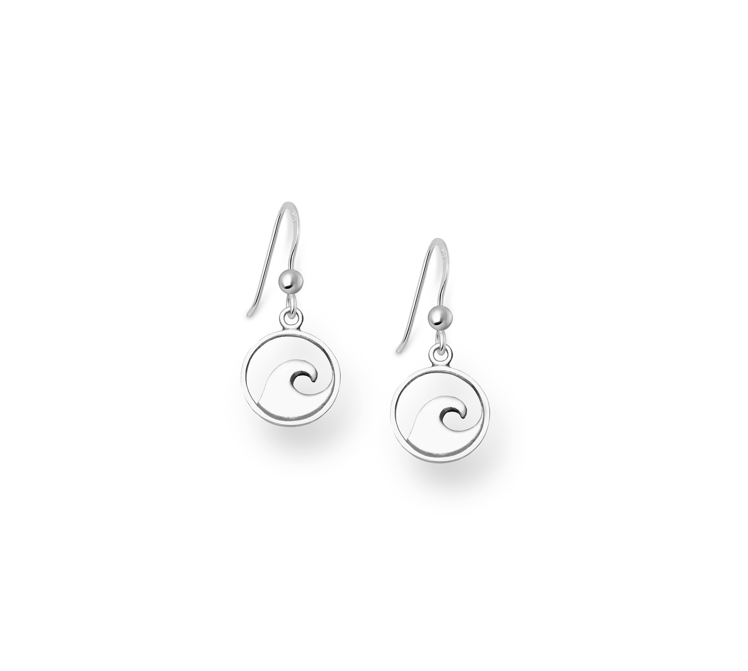 Sterling Silver Cutout Wave Circle Drop Earrings