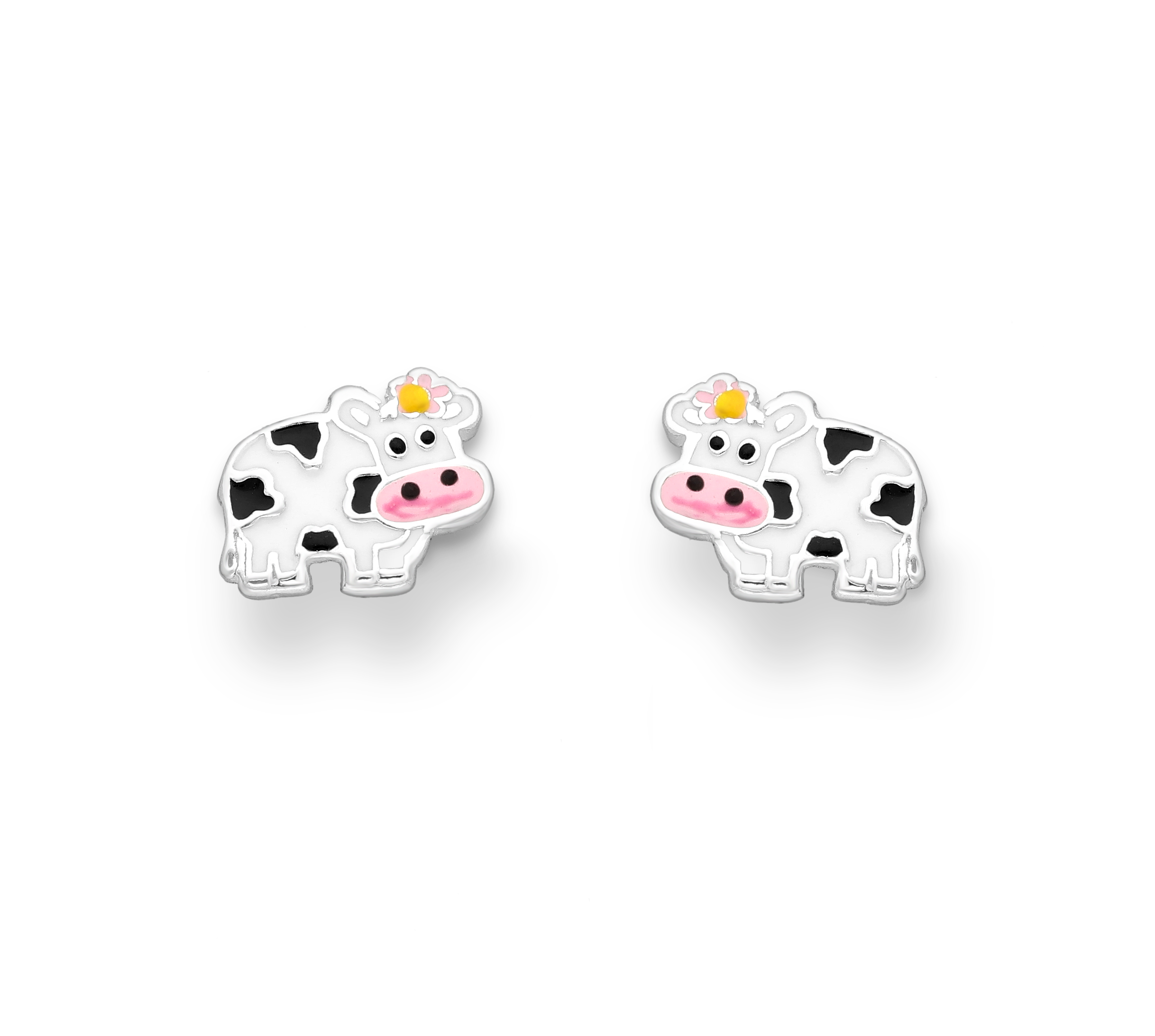 Sterling Silver Cute Cow push back stud earrings
