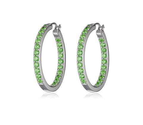 Green  Crystal Dual Sided Hoop Earrings