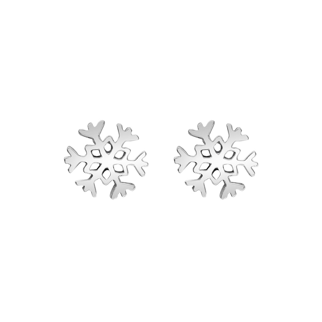 Sterling Silver simple snowflake push back earrings