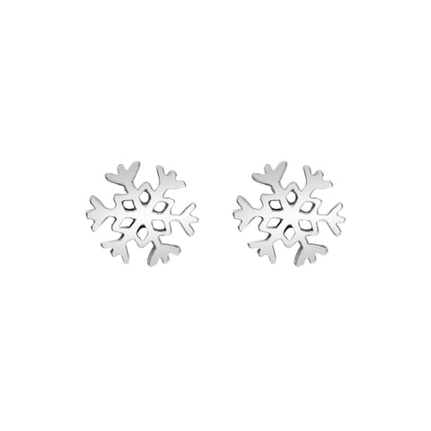 Sterling Silver simple snowflake push back earrings