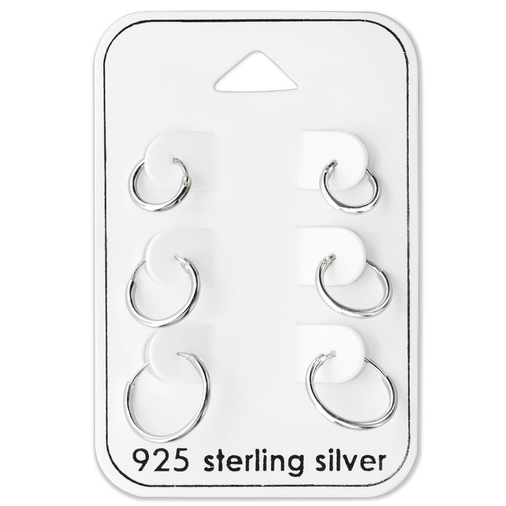 Sterling Silver Classic hoop earring set