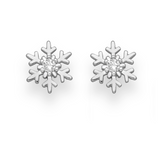 Sterling silver snowflake push back earring with single stone CZ centre