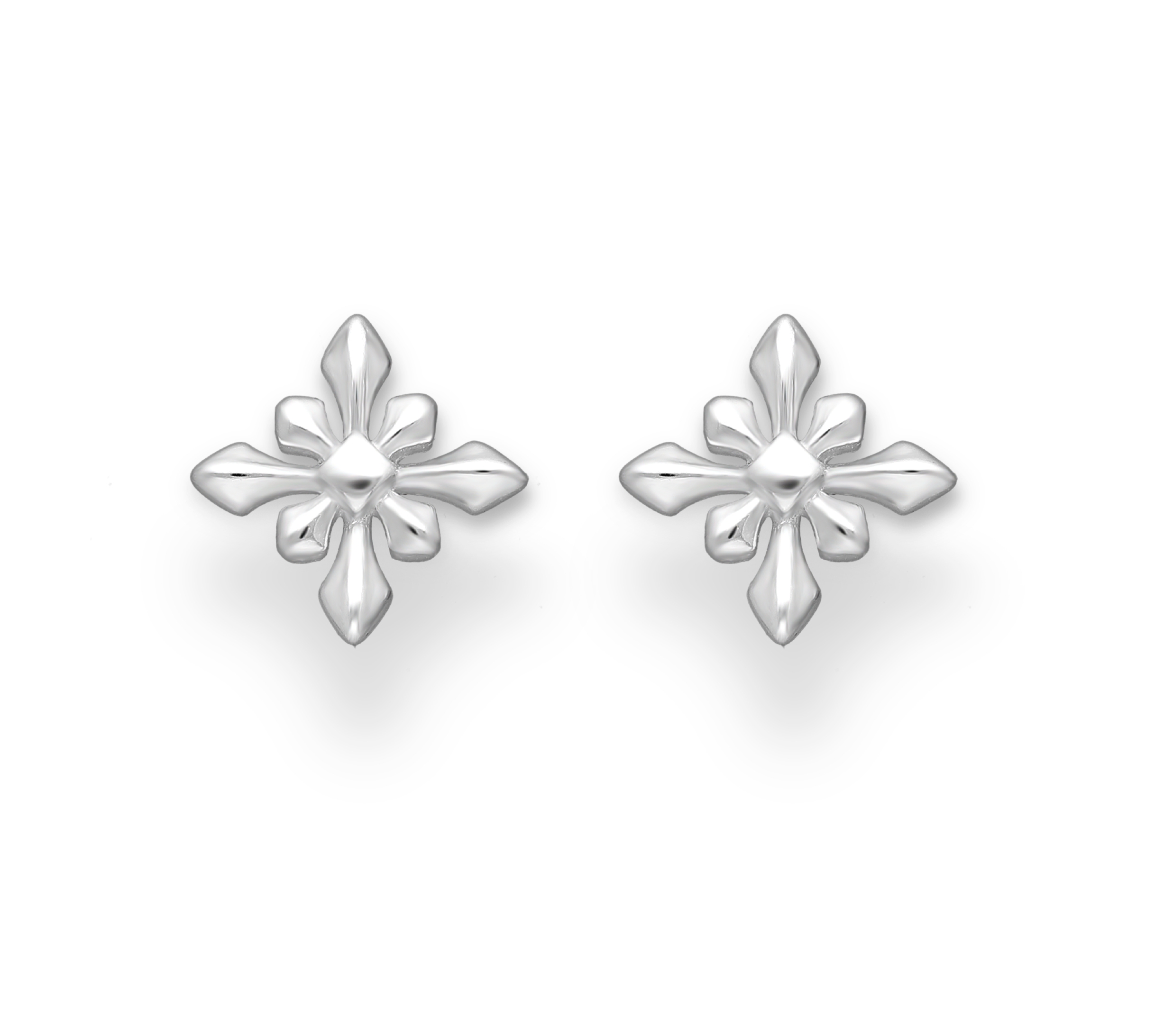 Sterling Silver eight pointed flower push back stud earring