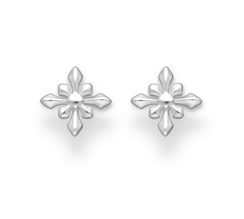 Sterling Silver eight pointed flower push back stud earring