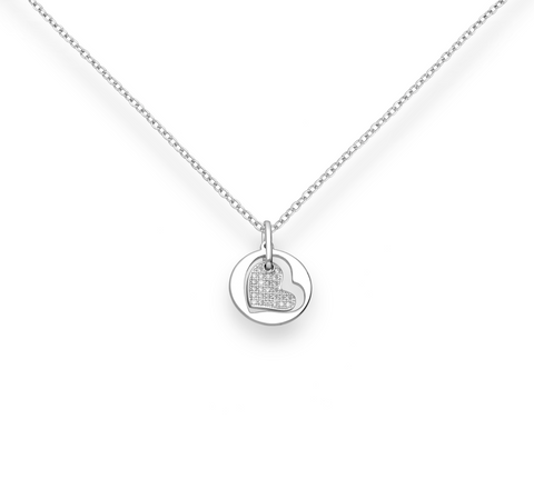 Sterling Silver Dual heart pendant necklace encrusted with CZ