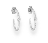 Sterling Silver classic hoop earring with dainty CZ accents